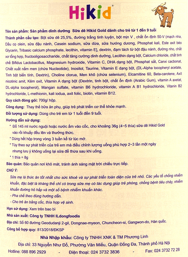 Thông tin thương hiệu, nguồn gốc, hướng dẫn cách pha sữa hikid dê hàn quốc
