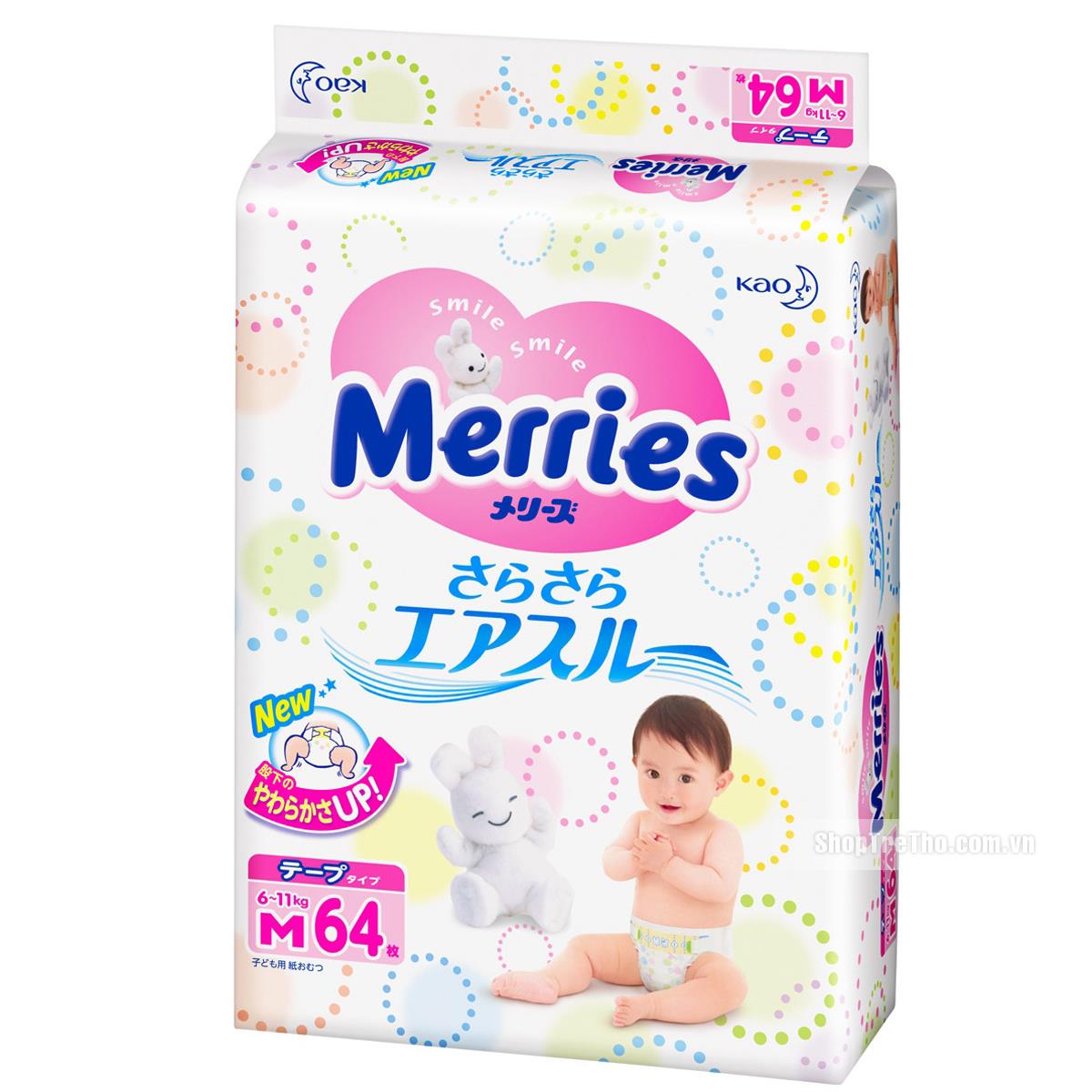 bỉm merries dán m64 dành cho bé từ 6-11kg