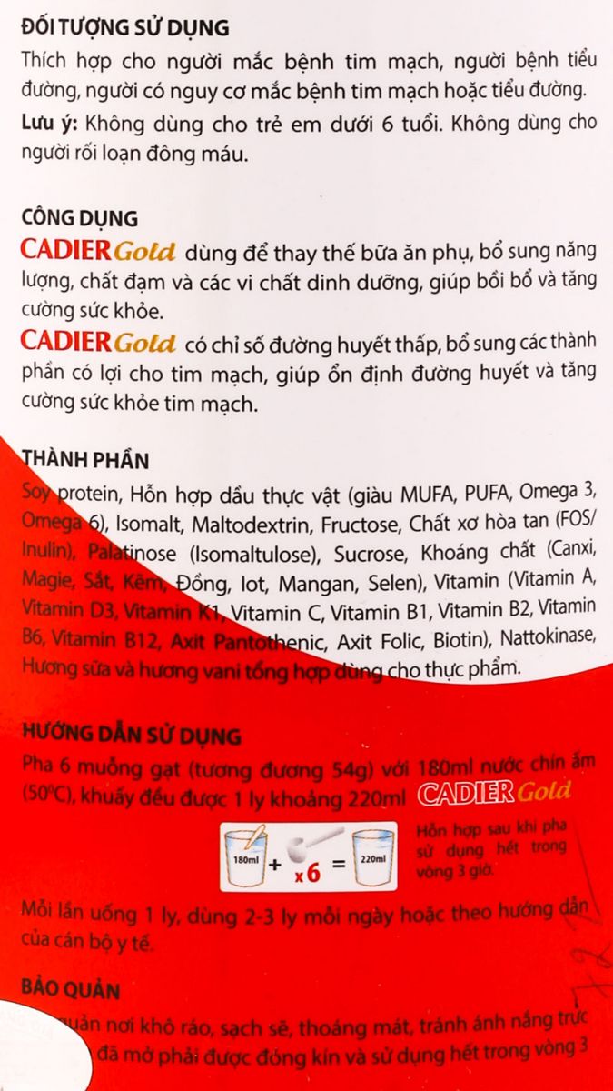 Công dụng, đối tượng sử dụng, hướng dẫn cách pha sữa cadier gold 