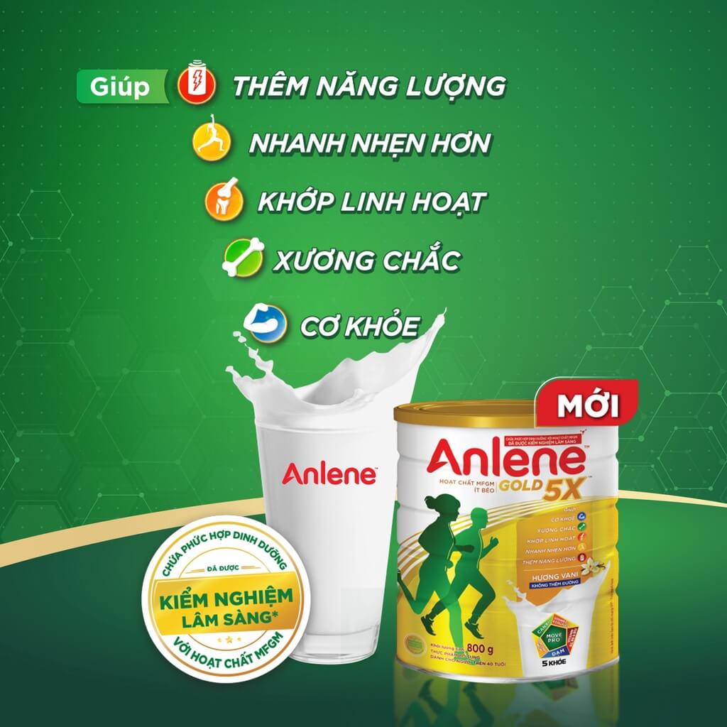 Sữa anlene gold 5x 5 công dụng tuyệt vời