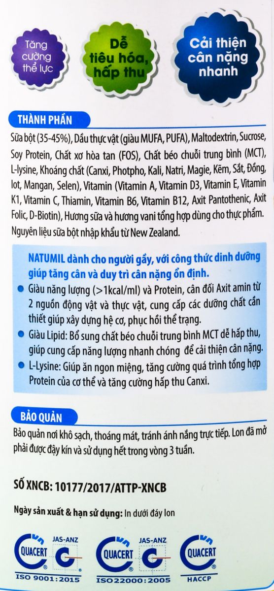 Công dụng của sữa natumil dành cho người gầy