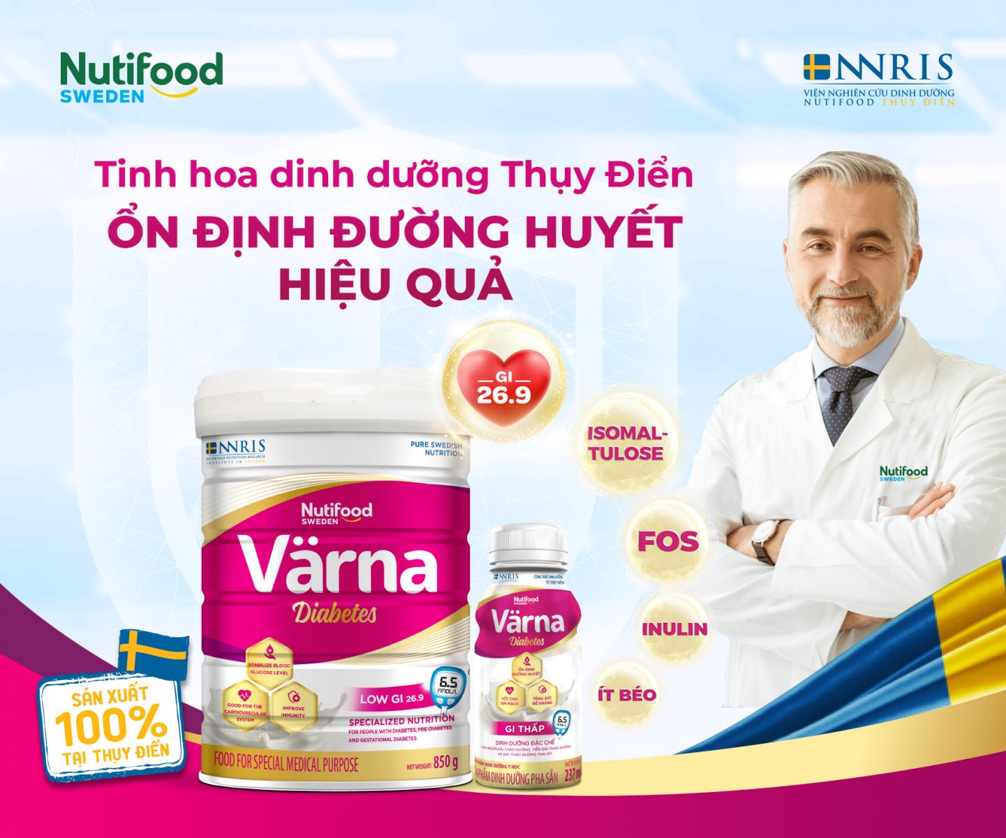 Công dụng của sữa varna diabetes 850g tiểu đường