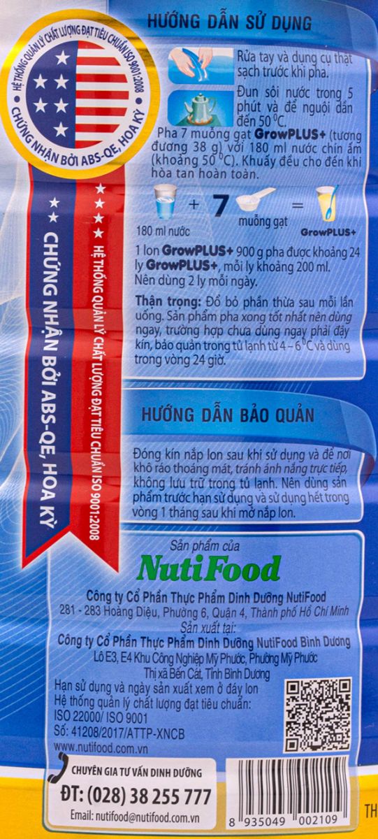 Hướng dẫn cách pha sữa grow plus xanh của nutifood