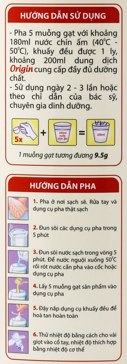 Hướng dẫn cách pha và sử dụng sữa origin