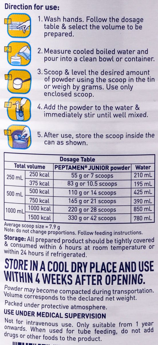 Hướng dẫn cách pha sữa peptamen junior