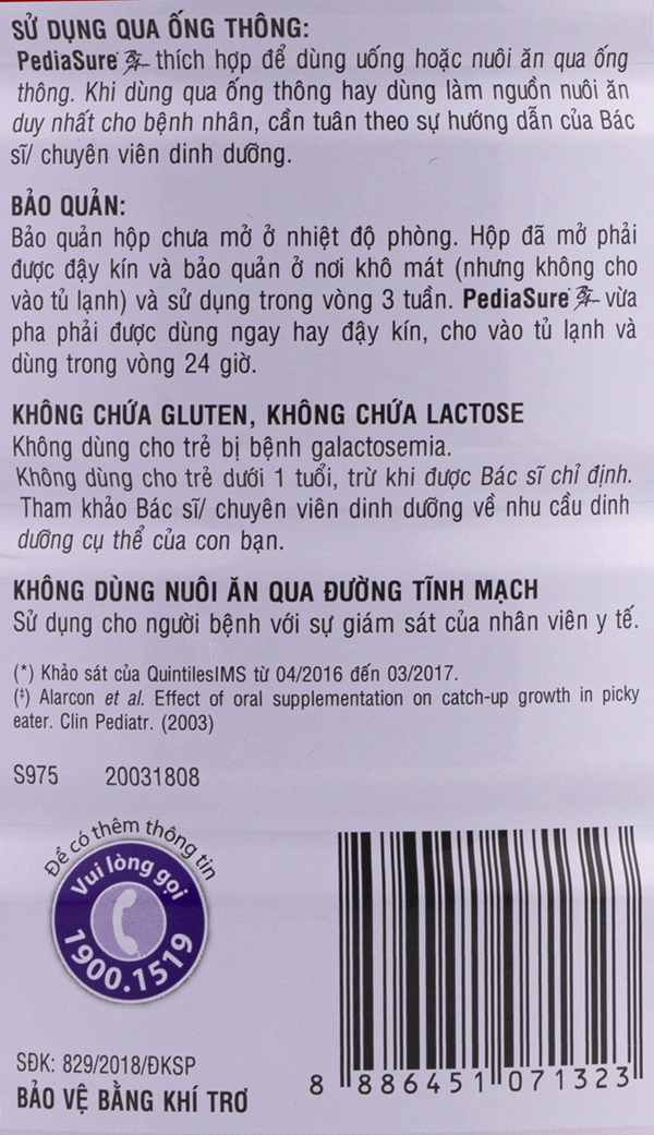 Nguồn gốc xuất xứ, mã vạch sữa pediasure ba